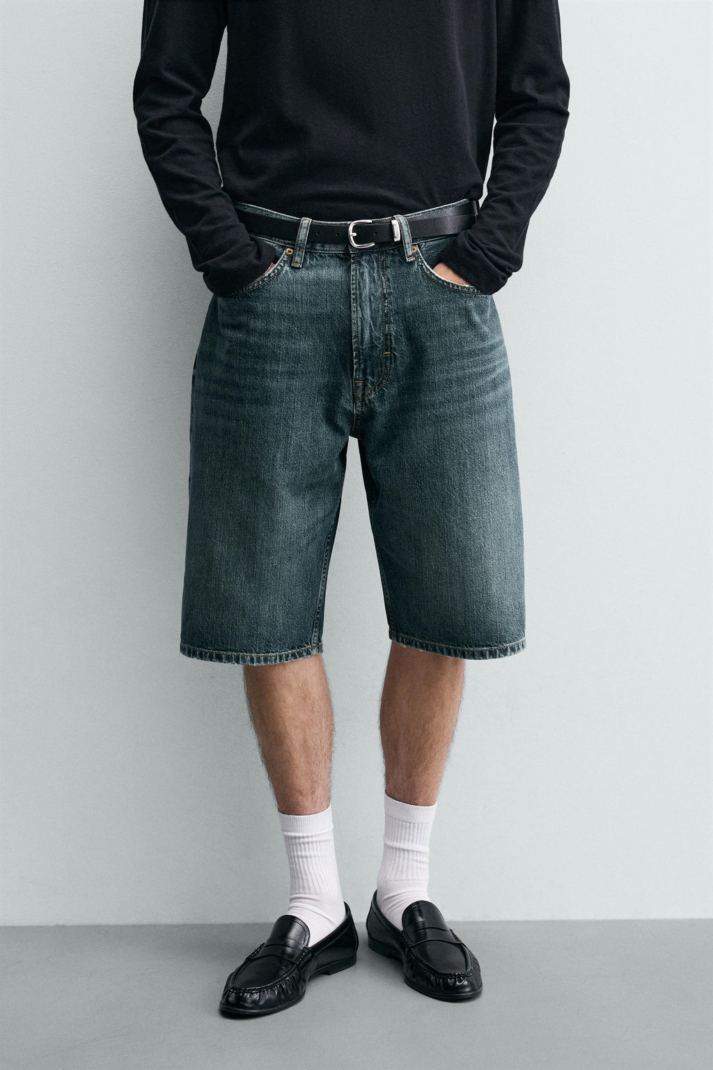 BERMUDA DENIM LOOSE FIT / Azul / Verde - Zara фото 2