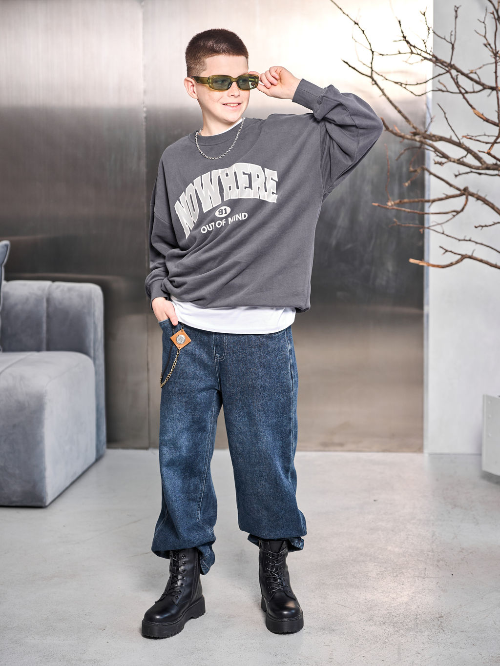 Джинсы-багги утеплённые для мальчиков - Синий мир фото 14