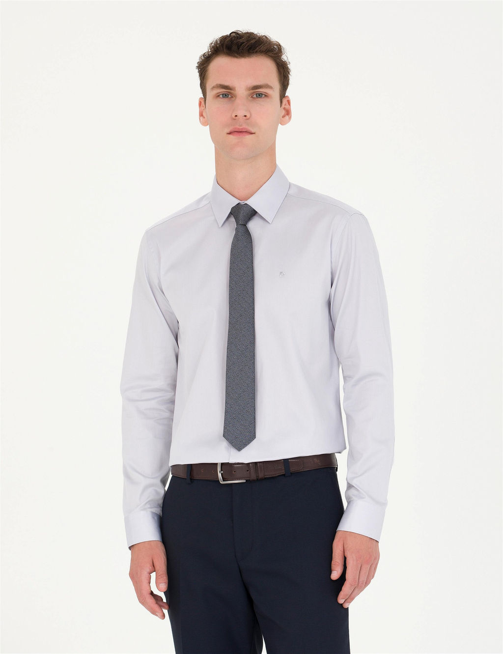 Gri Slim Fit Uzun Kollu Basic G_mlek