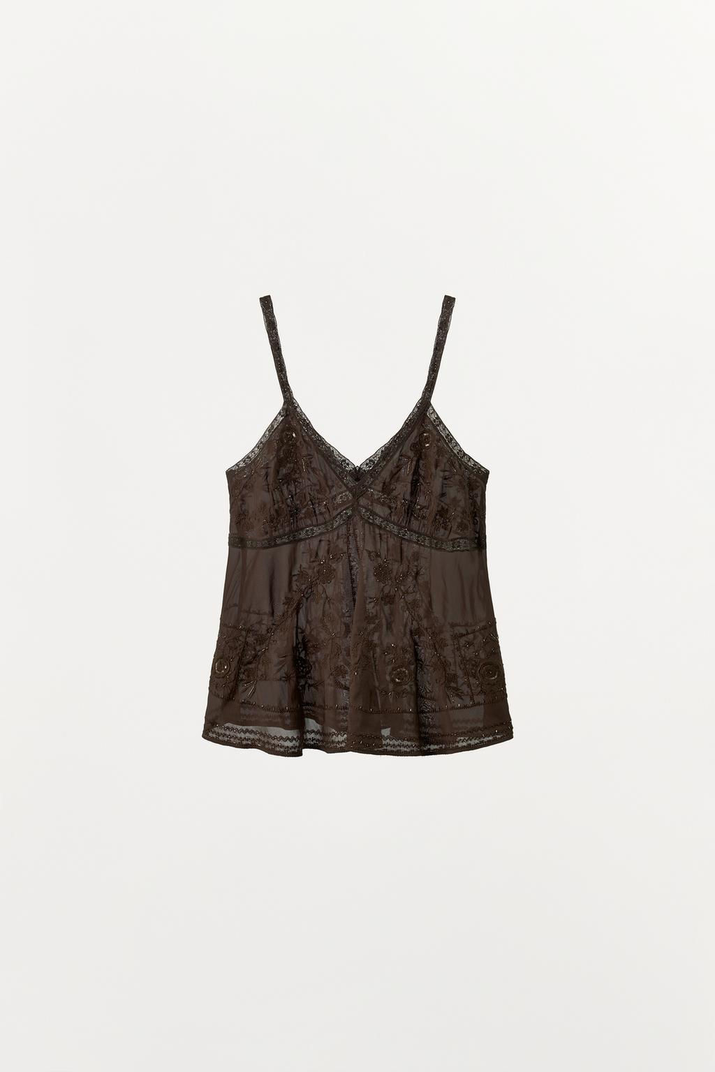 EMBROIDERED BEADED STRAP TOP - Zara фото 6