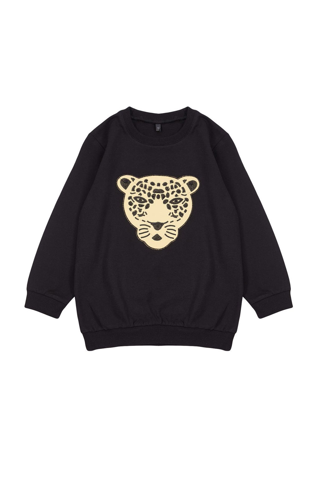 Siyah K?z Cocuk Mevsimlik-Ince Bask?l? Pamuklu Orme Sweatshirt TKDAW25SW00013