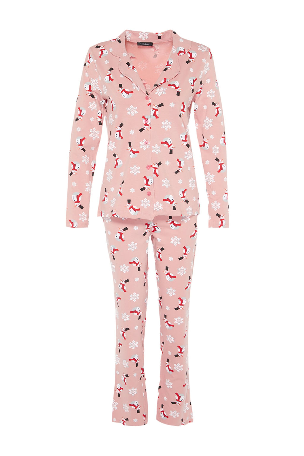 Trendyolmilla Cok Renkli %100 Pamuklu K?s Temal? Orme Pijama Tak?m? THMAW21PT0775