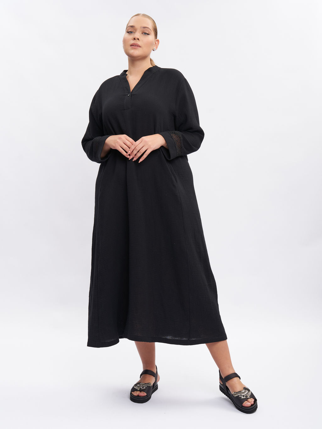 Платье из муслина с кружевом PP68001BLK01 - Артесса фото 11
