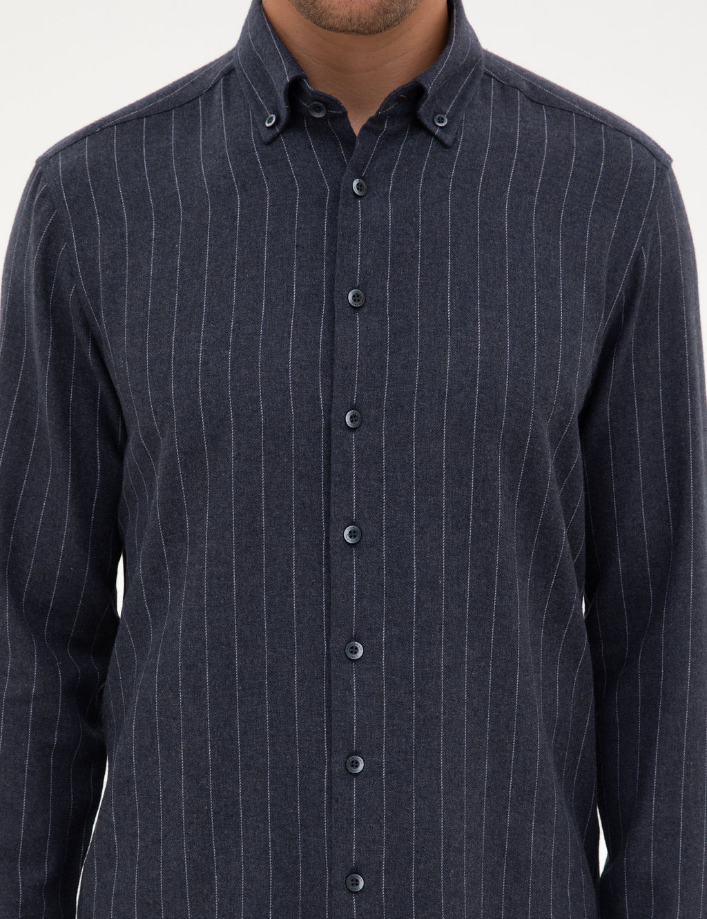 Lacivert _izgili Regular Fit Uzun Kollu G_mlek