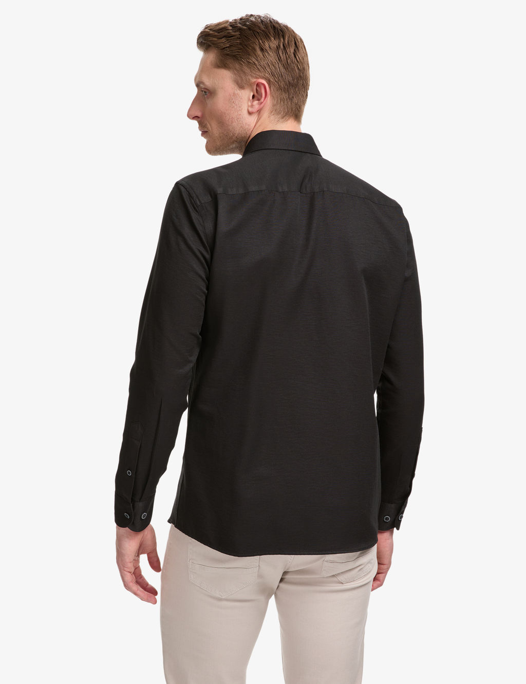 Siyah Oxford Slim Fit Kolay _t_lenebilir G_mlek