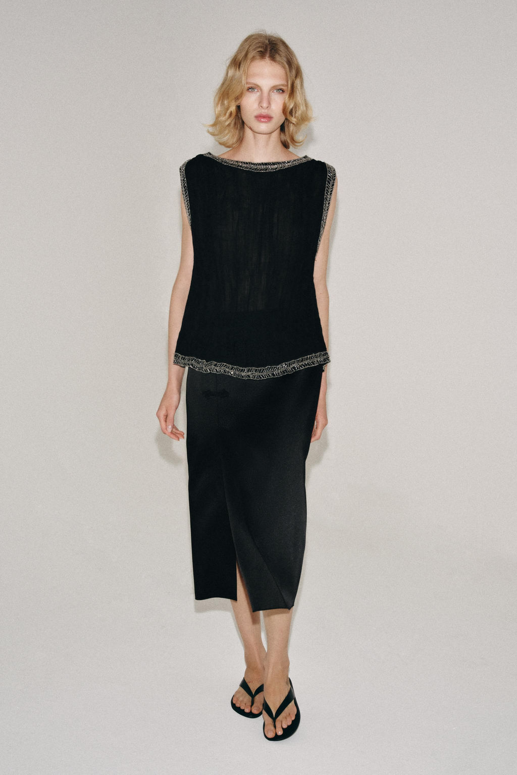 TOP JACQUARD ABALORIOS ZW COLLECTION / Negro