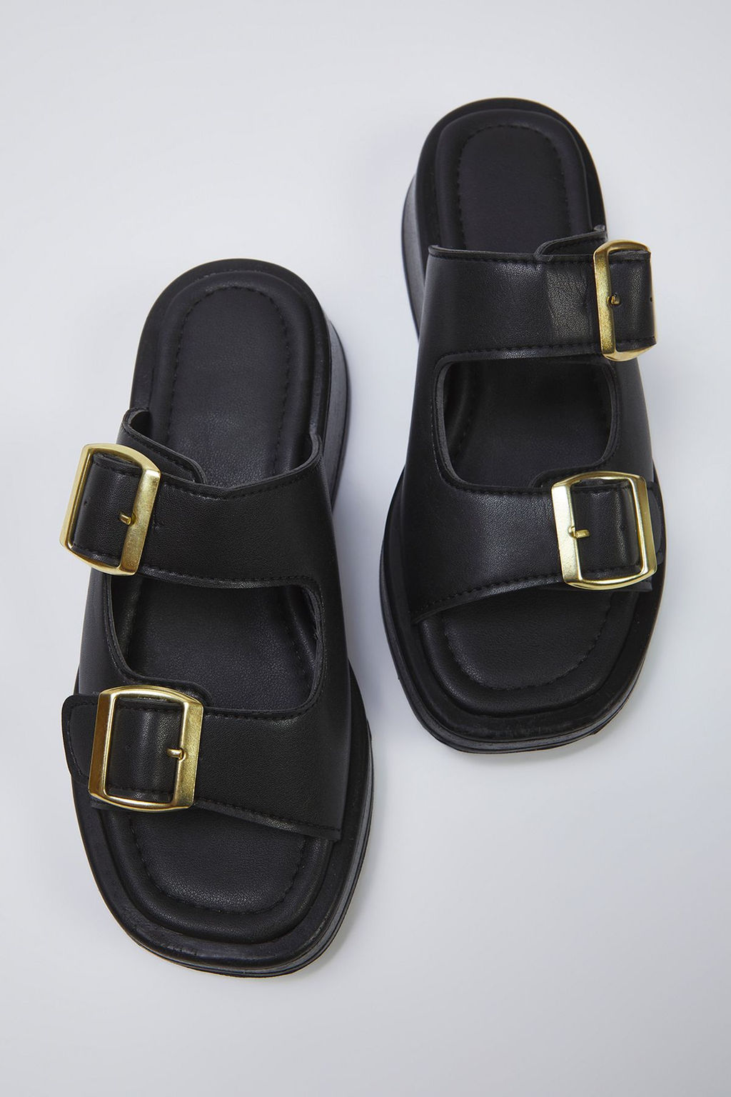 Trendyol Shoes Siyah Cift Bantl? Toka Detayl? Kal?n Taban Kad?n Terlik TAKSS25TE00044 - Trendyolmilla фото 6