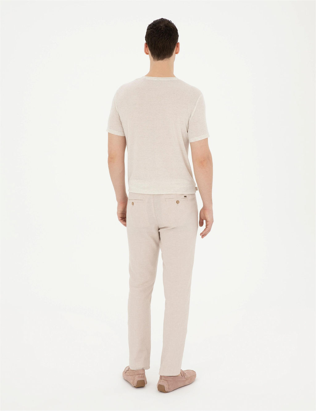 Bej Slim Fit Keten Kar___ml_ Kanvas Pantolon - Pierre cardin фото 4