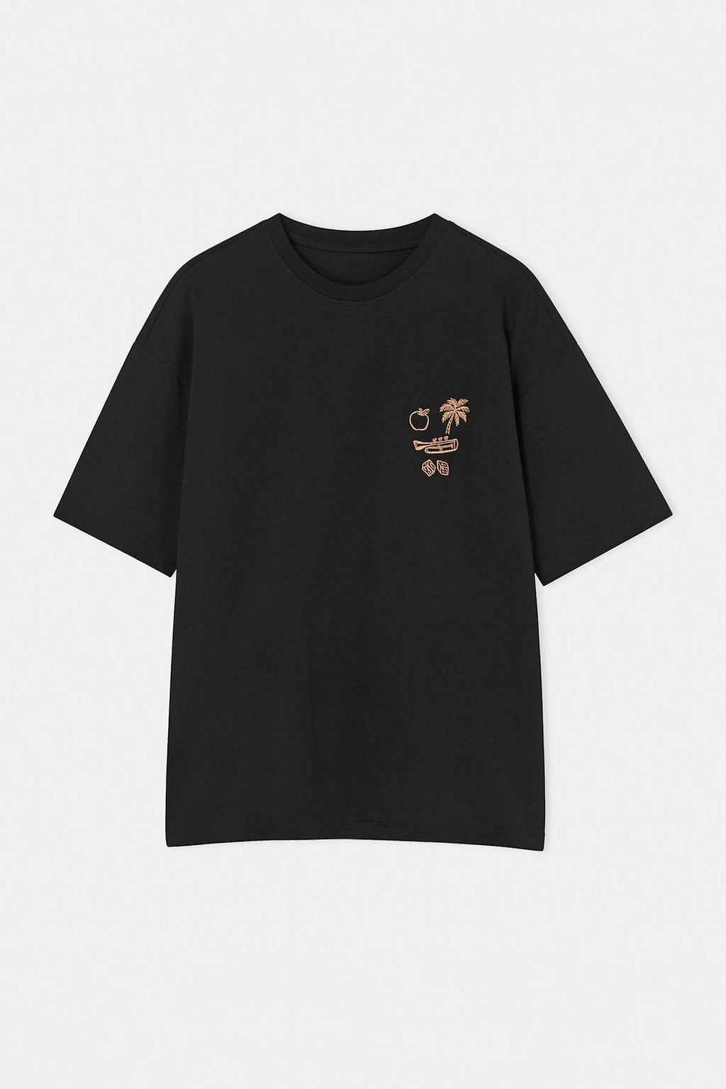 Siyah Oversize/Genis Kesim Nak?sl? %100 Pamuk T-Shirt TMNSS26TS00051