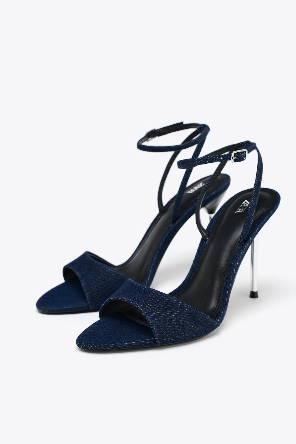 HIGH-HEELED DENIM SANDALS - Zara фото 8