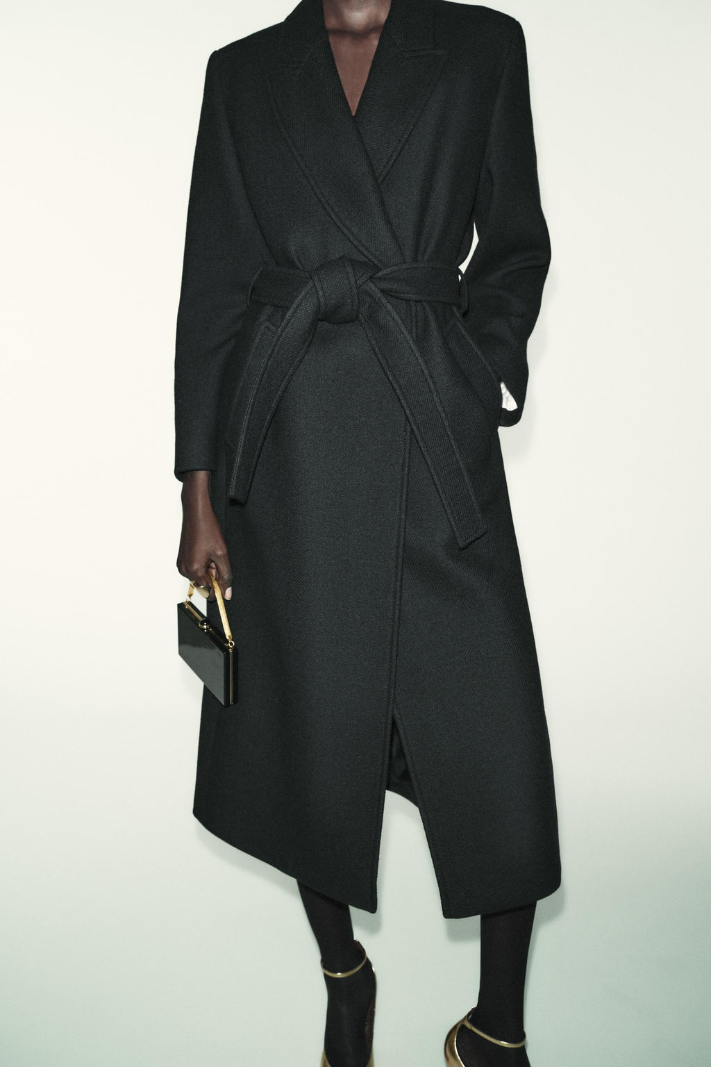 LONG WOOL COAT WITH BELT - Zara фото 14