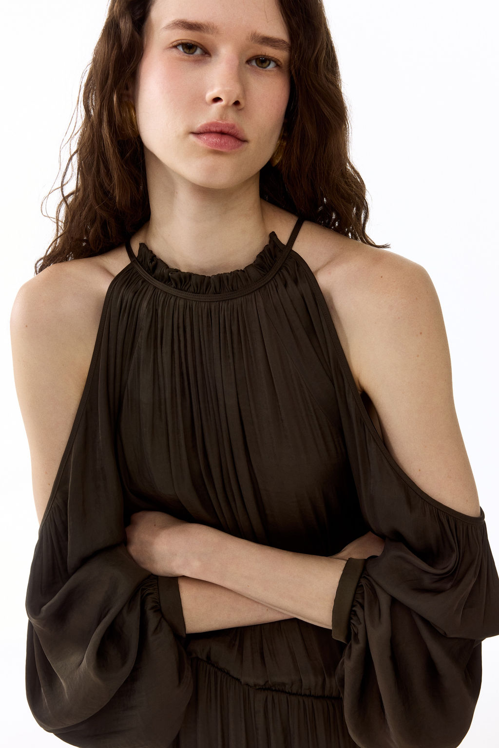 Cold-shoulder satin jumpsuit - H&m фото 3