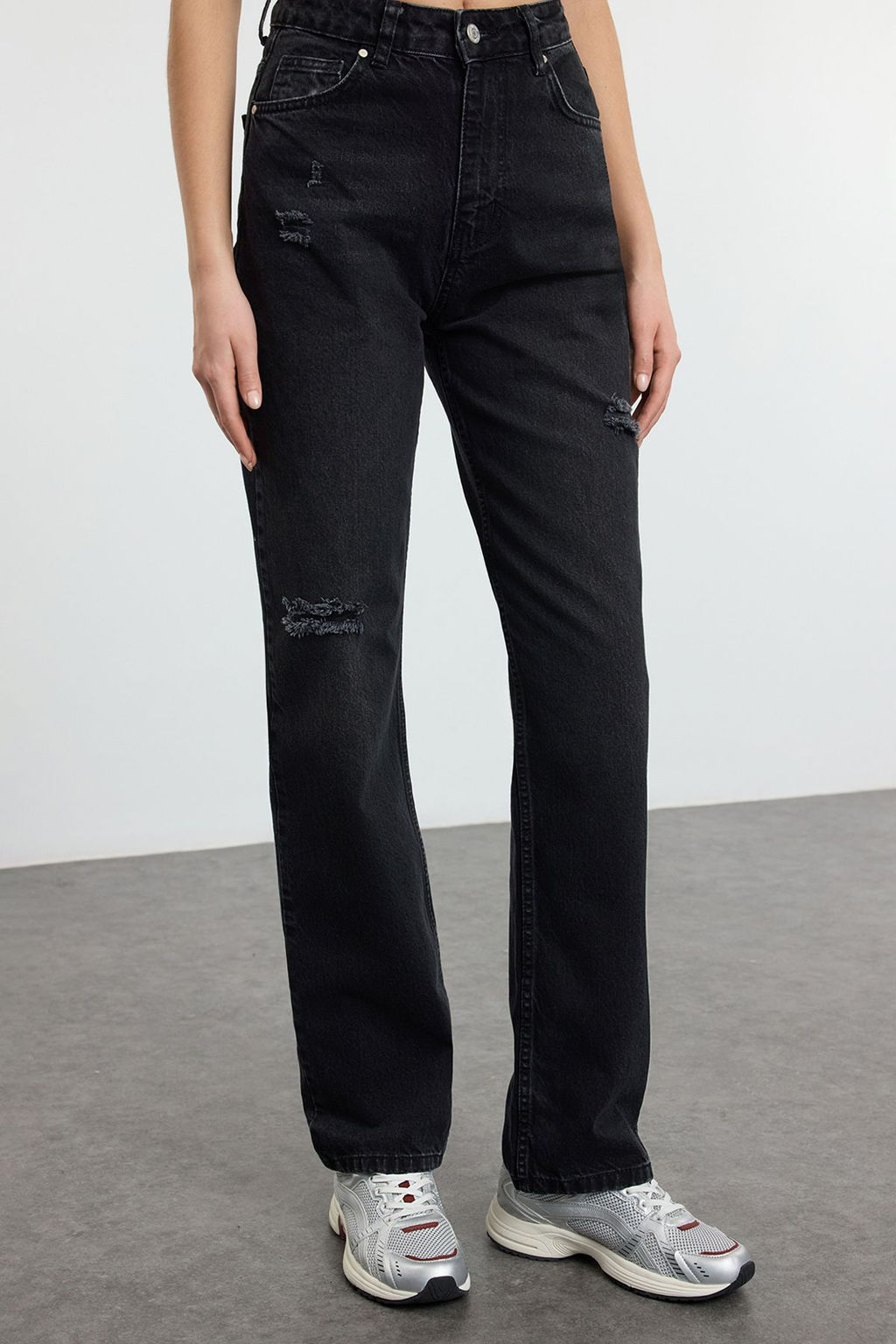 TRENDYOLMILLA Mavi Y?rt?kl? Yuksek Bel Uzun Straight Jeans TWOAW24JE00033  фото 17