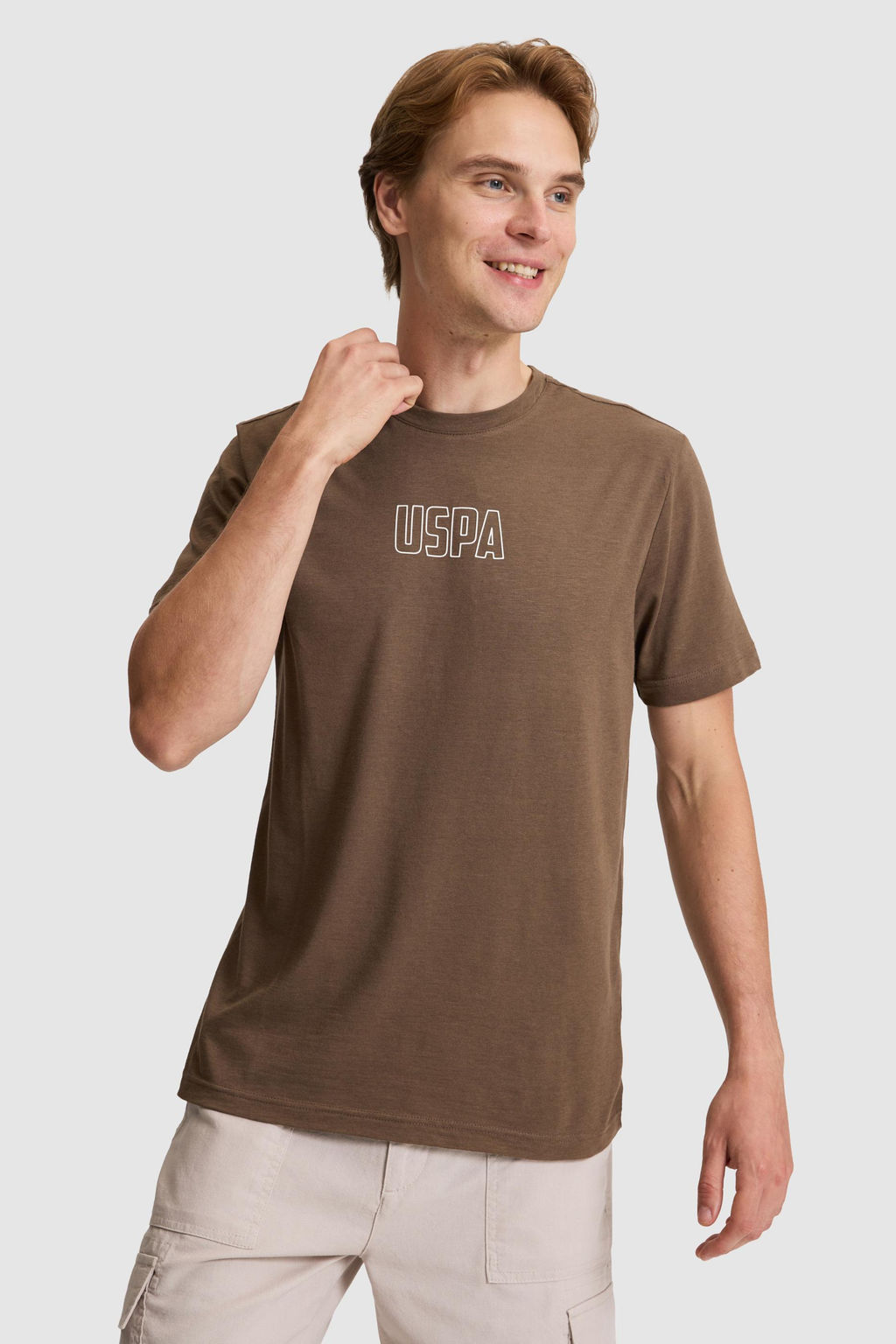 Erkek Kahverengi Regular Fit Bisiklet Yaka Ti__rt