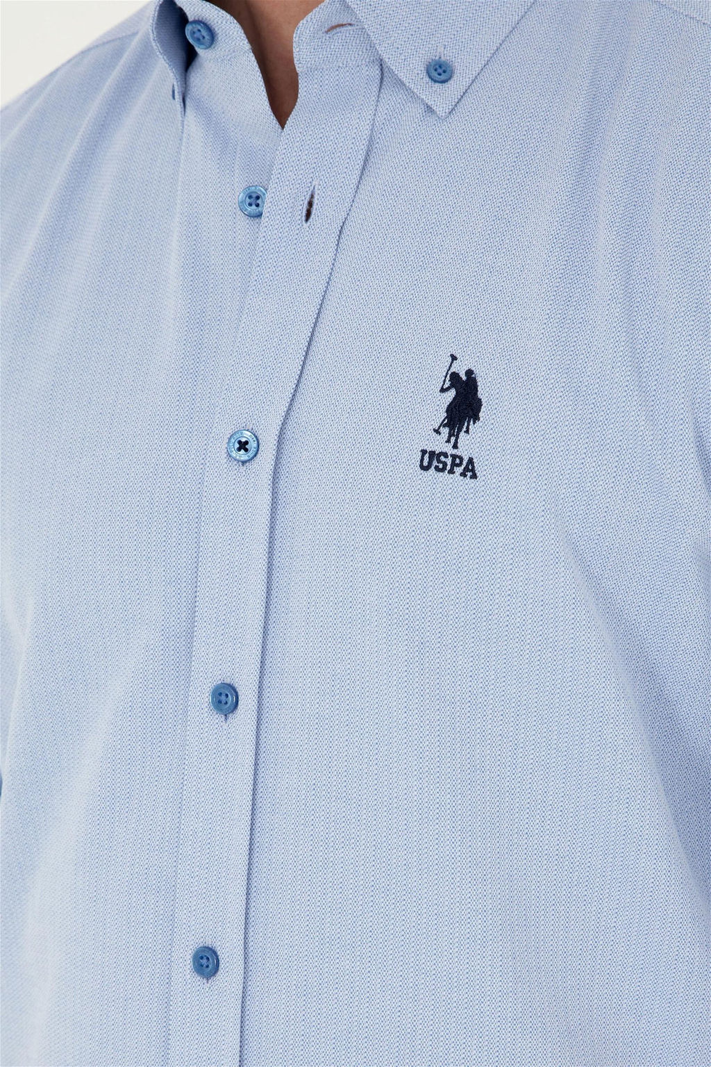 U. S. Polo Assn / Мужская голубая рубашка с длинным рукавом - U.s. polo assn фото 7