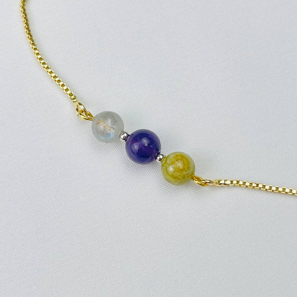 Браслет регулируемый для Овна из Граната, Аметиста и Лабрадора - Радуга самоцветов фото 3