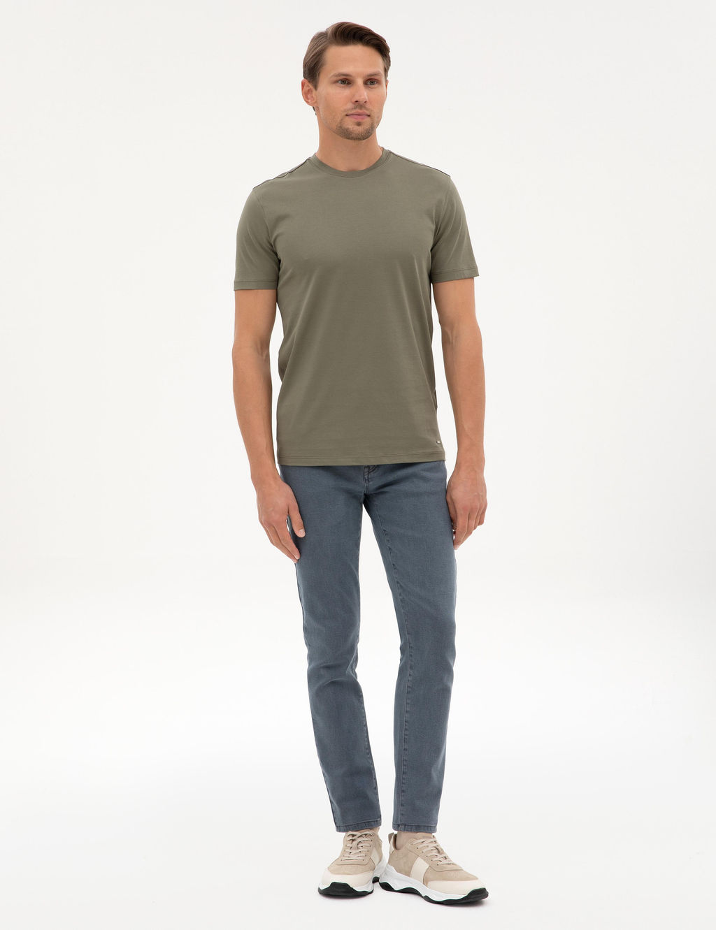 Haki Slim Fit Basic Ti__rt - Pierre cardin фото 11