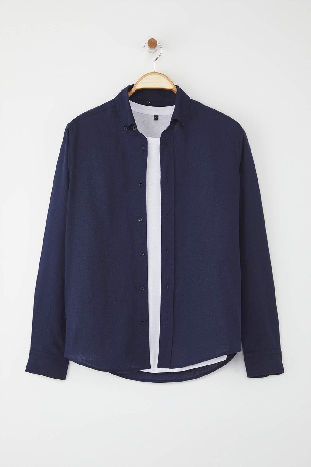 Trendyolmilla Man Mavi Regular Fit Keten Kar?s?ml? Erkek Gomlek TMNSS25GO00082 фото 2