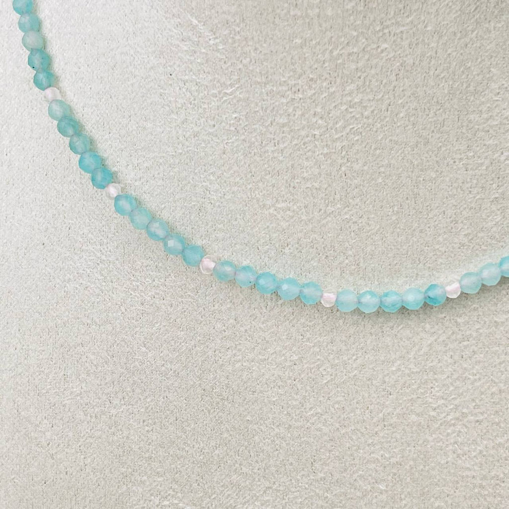 Колье из Амазонита и Розового кварца 42 см +