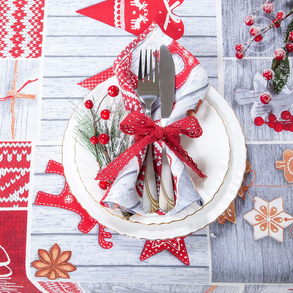 Набор столового белья Чудеса Набор столового белья Чудеса СБ.135.180/Скатерть: 1шт.-180*145; Салфетка: 6шт-35*35 Наборы столового белья из рогожки - Арт дизайн фото 3