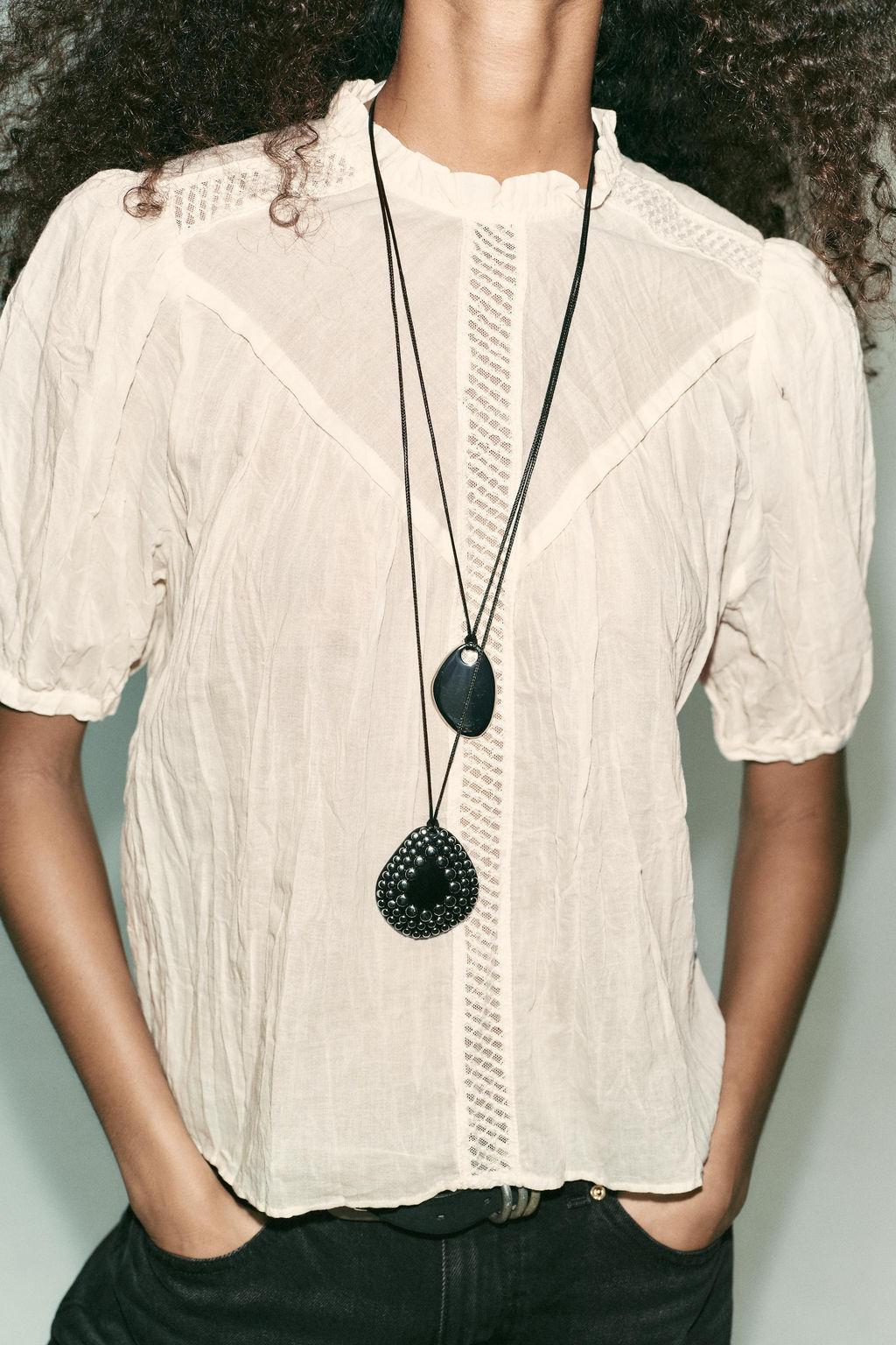 RUSTIC INSERT BLOUSE - Zara фото 4
