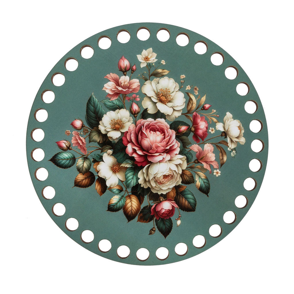 Заготовка для декорирования Love2art ДВ-01 Набор донышек для вязания Глянцевый фанера d 15 см х 0.4 см 2 шт 10 Цветочная композиция