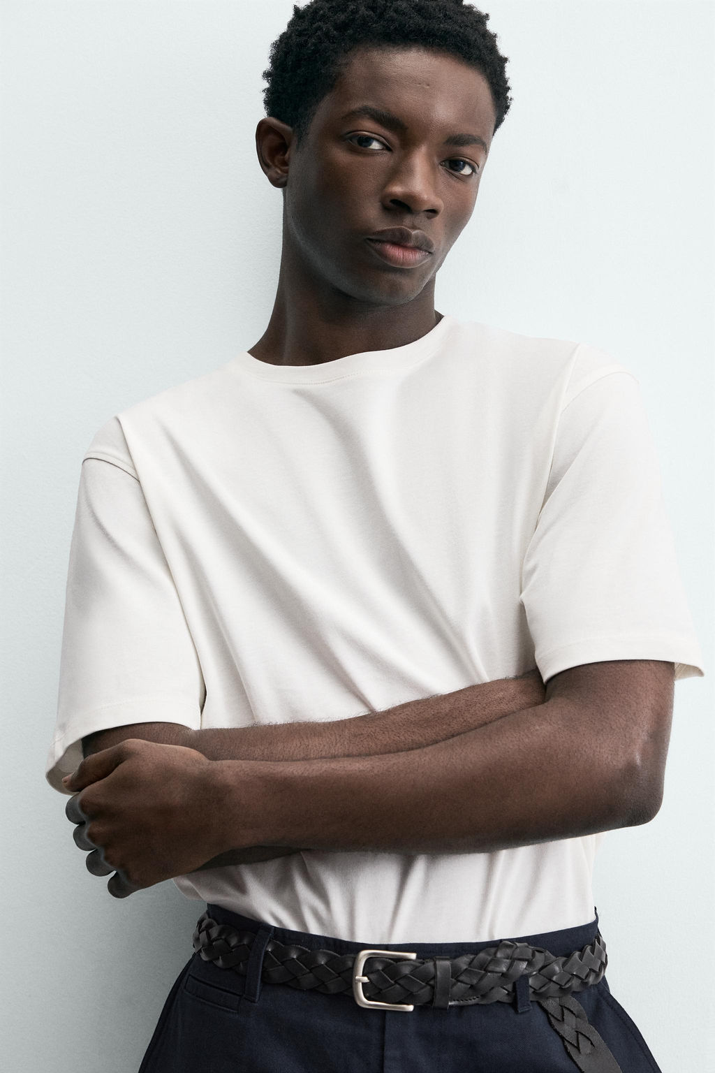 CAMISETA MEDIUM WEIGHT MANGA CORTA / Blanco roto - Zara фото 5