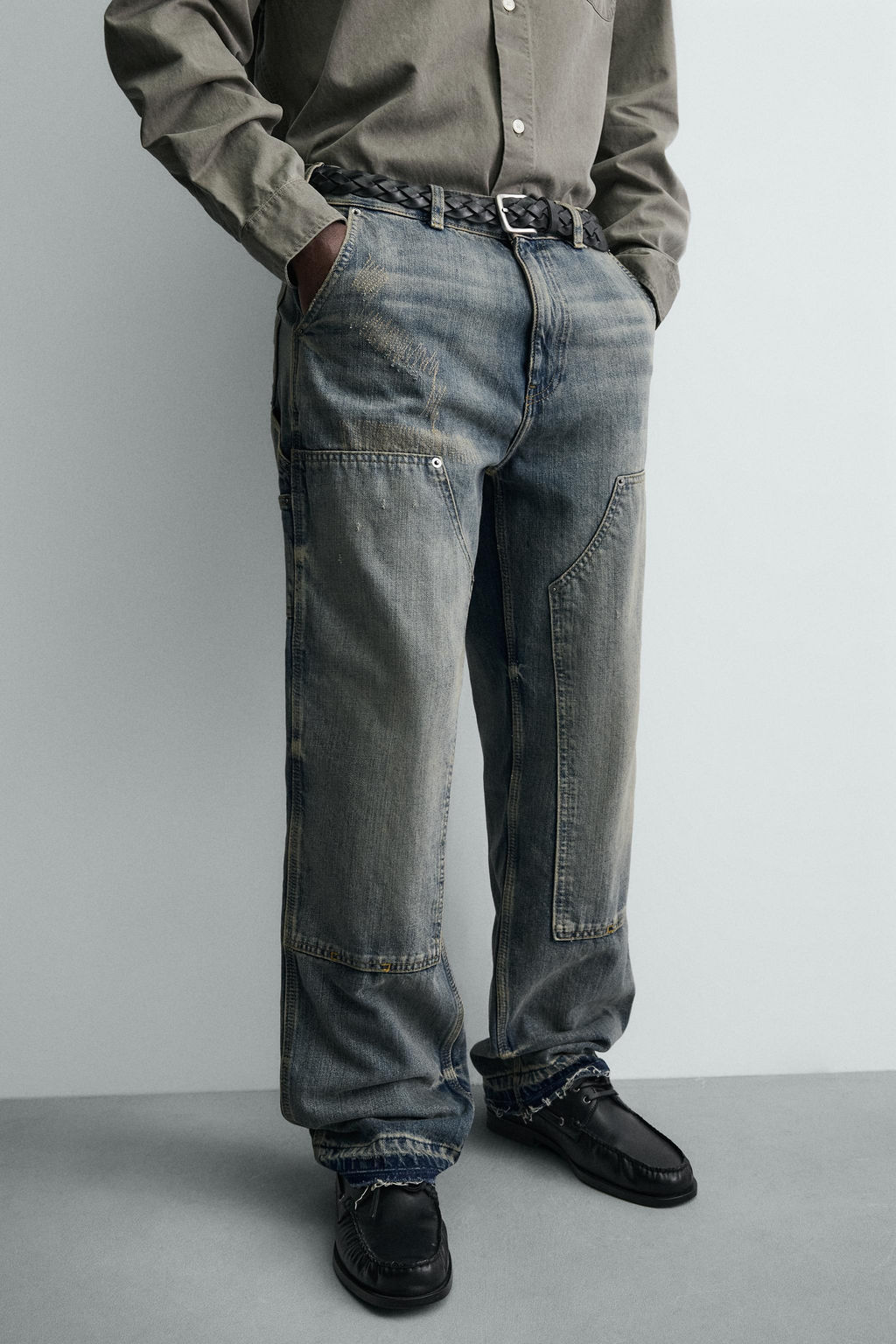 JEANS BOLSILLO CARPINTERO LAVADO / Azul / Verde - Zara фото 5