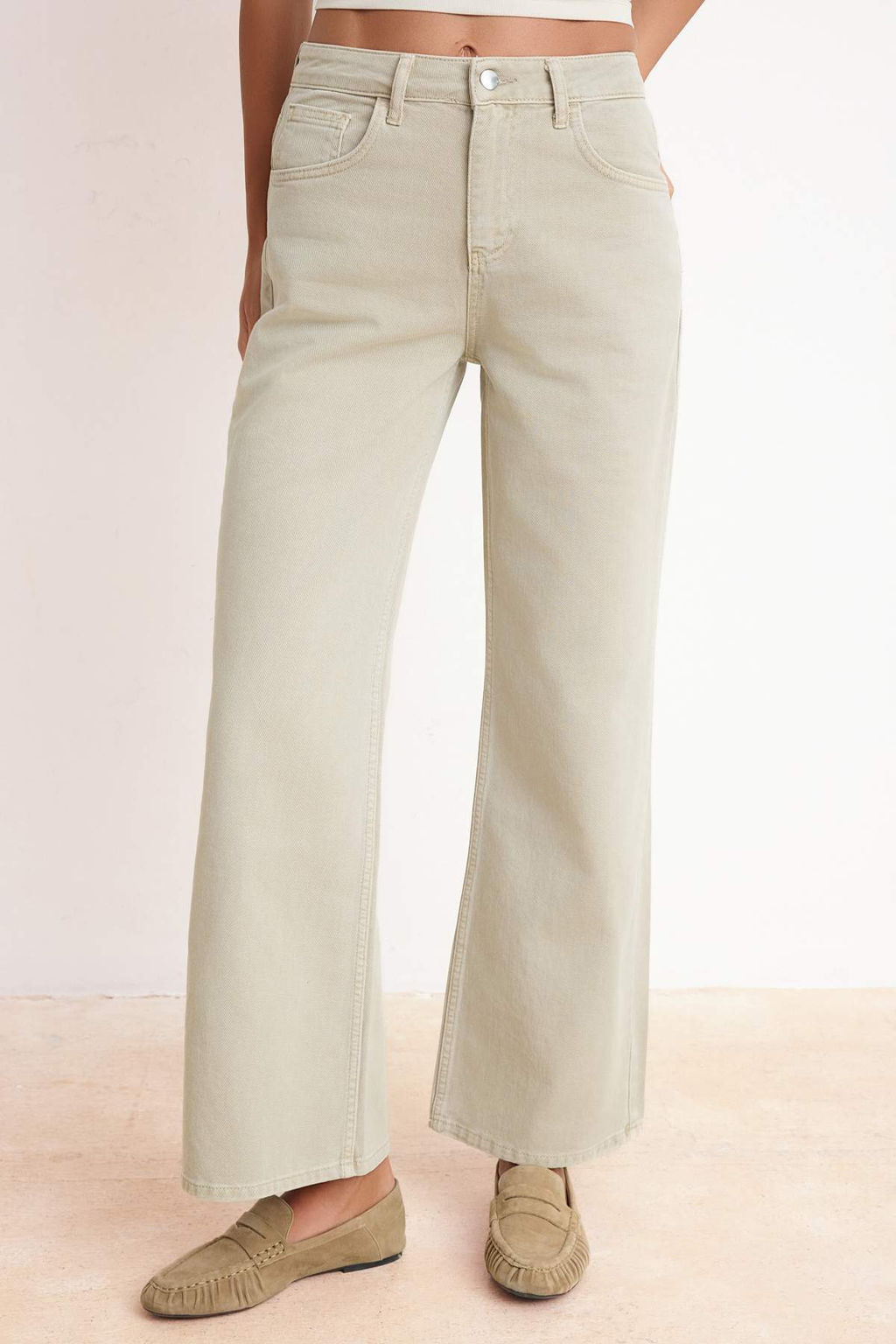 Mint Yuksek Bel %100 Pamuk Wide Leg Genis Paca Jeans TWOSS26JE00161 - Trendyolmilla фото 3