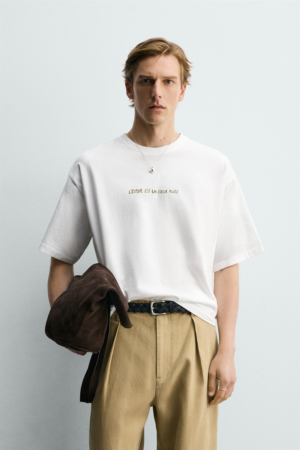 CAMISETA RELAXED FIT GR?FICO CUADRO / Blanco