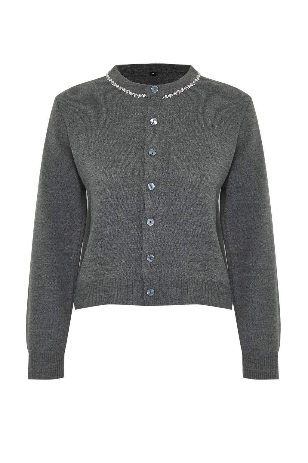 Antrasit Tas Detayl? Yumusak Dokulu Ikili Triko H?rka-Bluz TWOAW26HI00007