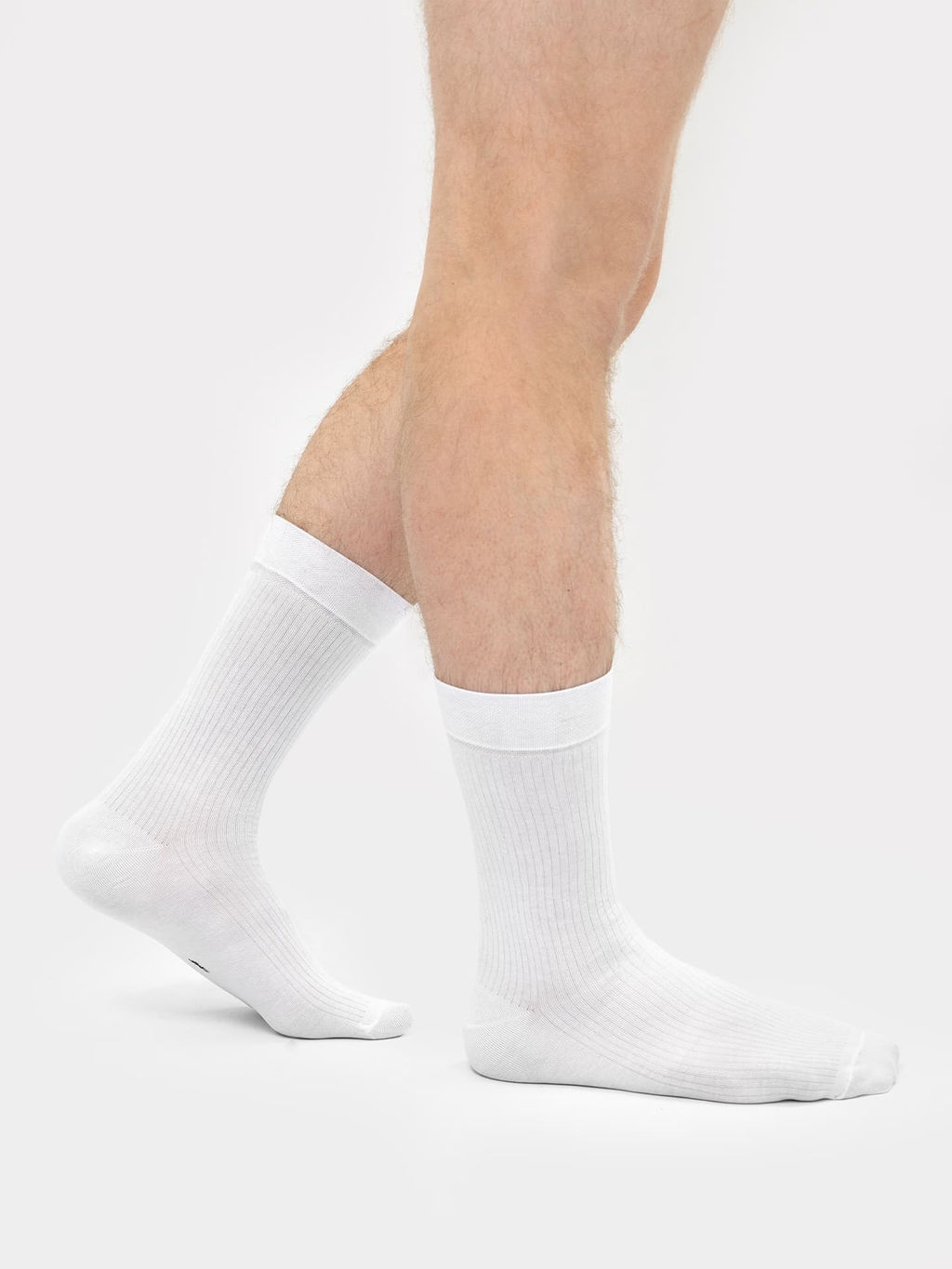 Цена за 5 пар! Носки высокие мужские белого цвета белый 010K-2330