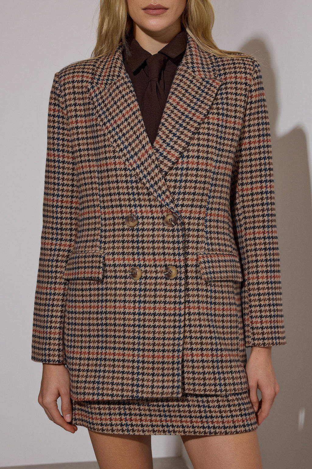 Limited Edition Kahverengi Kazayag? Desenli Blazer Ceket TWOAW26CE00034 - Trendyolmilla фото 3