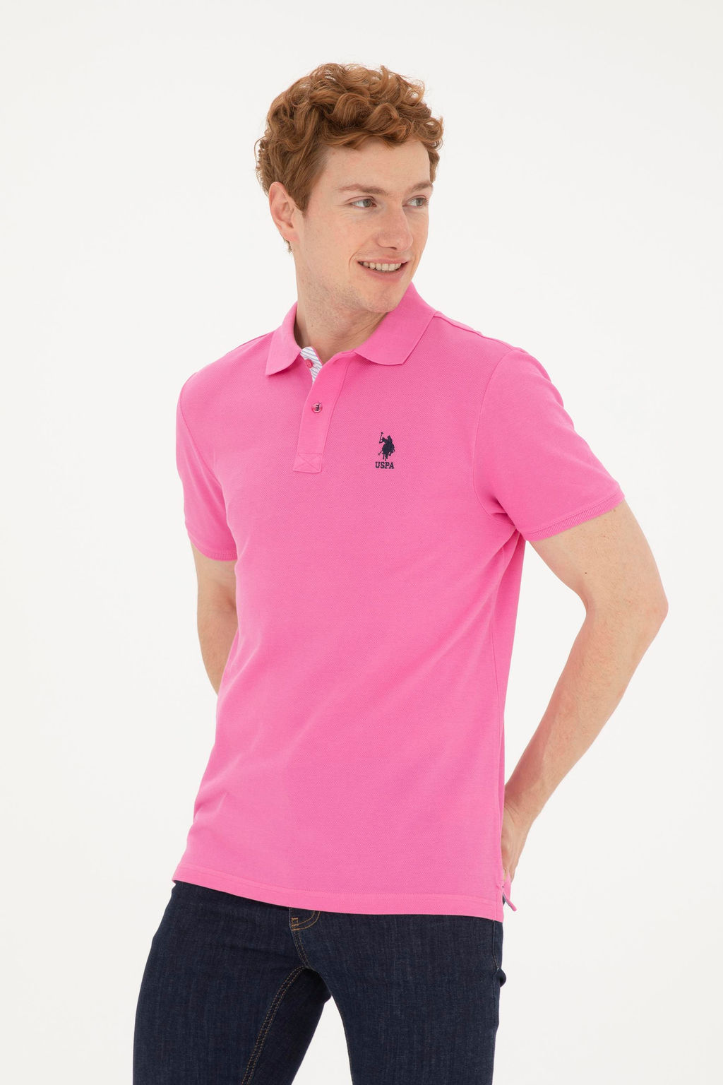 Мужская розовая базовая футболка - U.s. polo assn фото 3