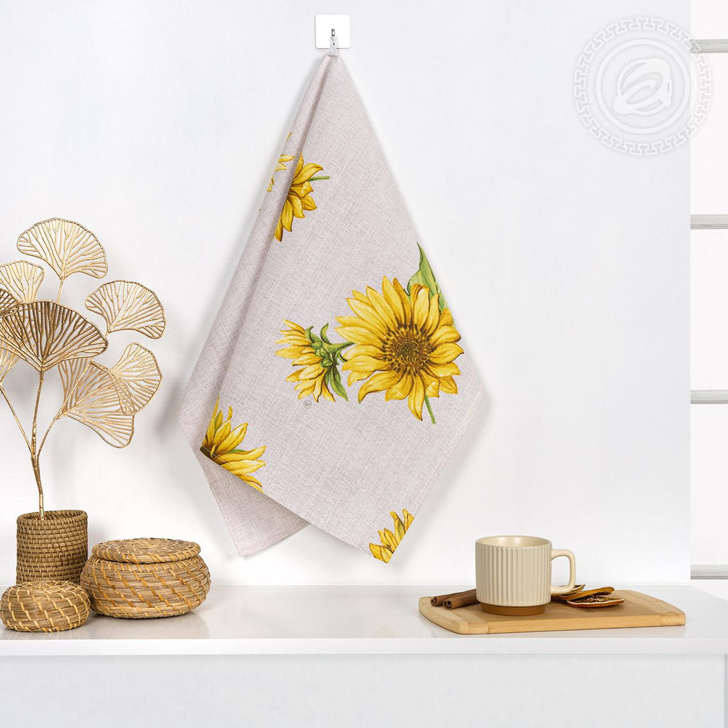 Полотенце кухонное из рогожки "Подсолнухи" 50х70/1 шт. - 50*70 Полотенца из рогожки