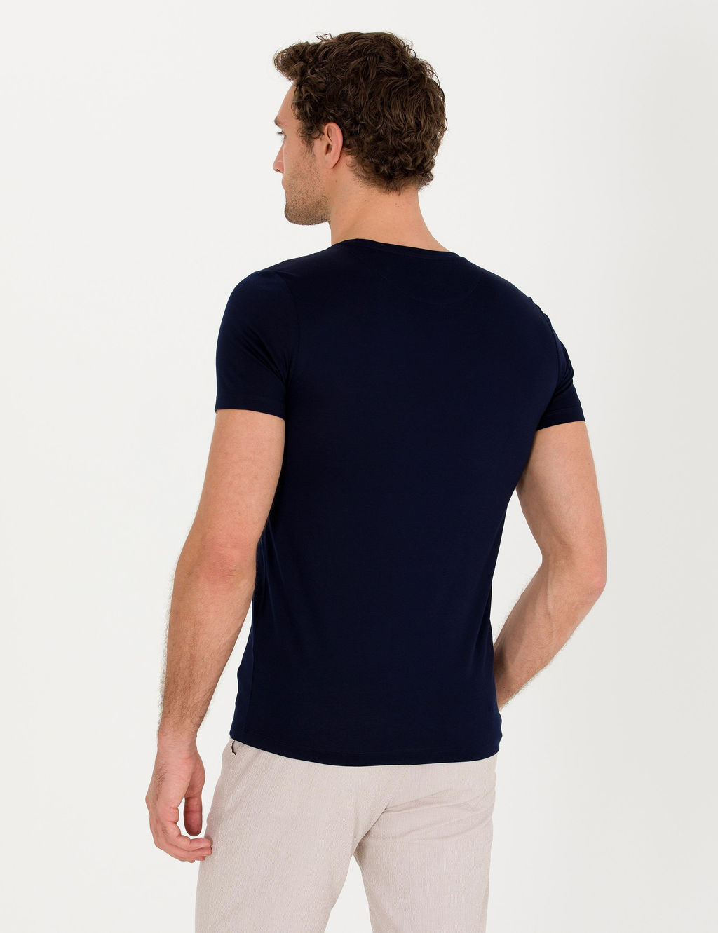 Темно-синяя облегающая базовая футболка - Cacharel фото 5