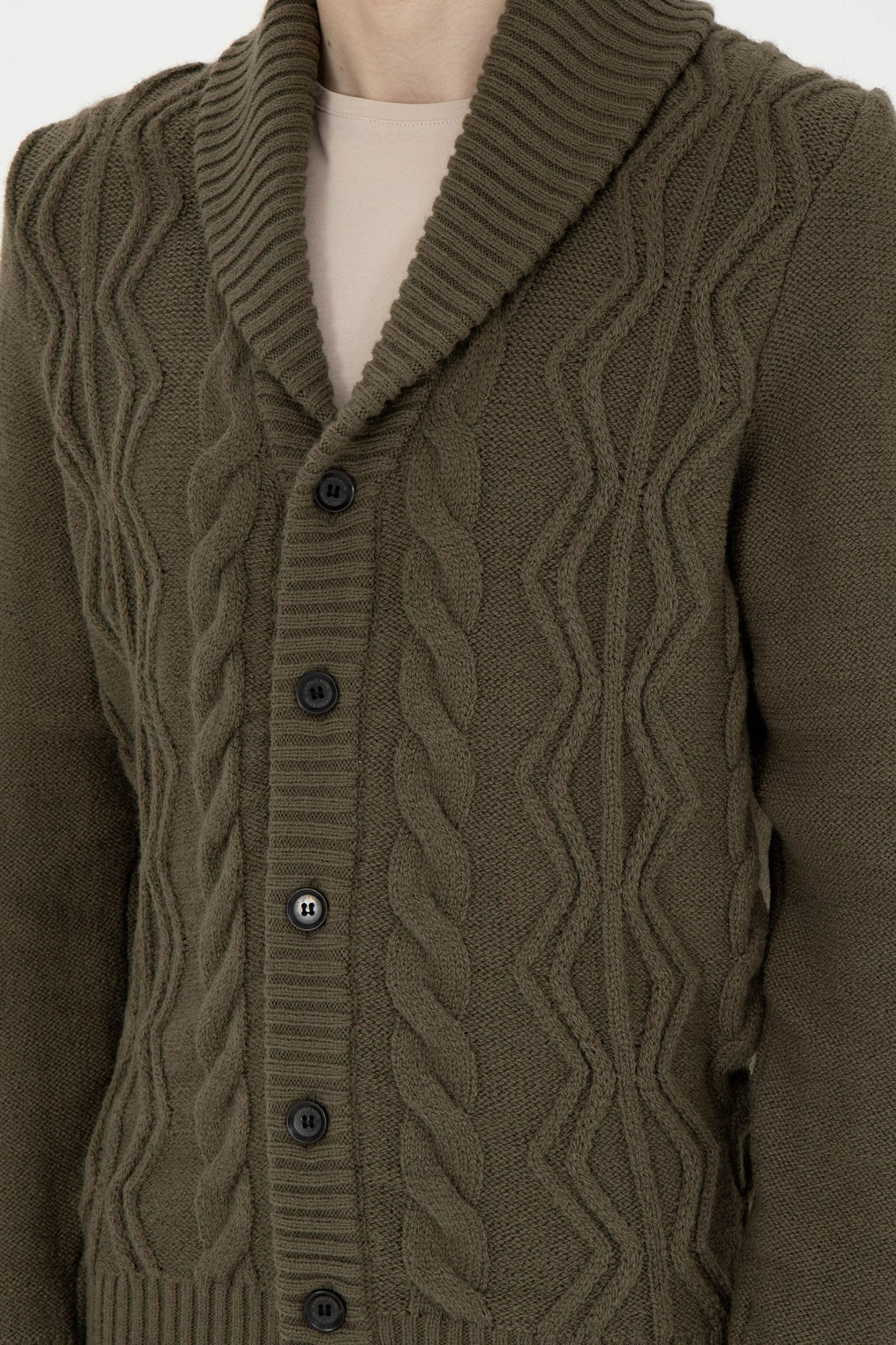Мужской трикотажный кардиган цвета хаки - U.s. polo assn фото 13