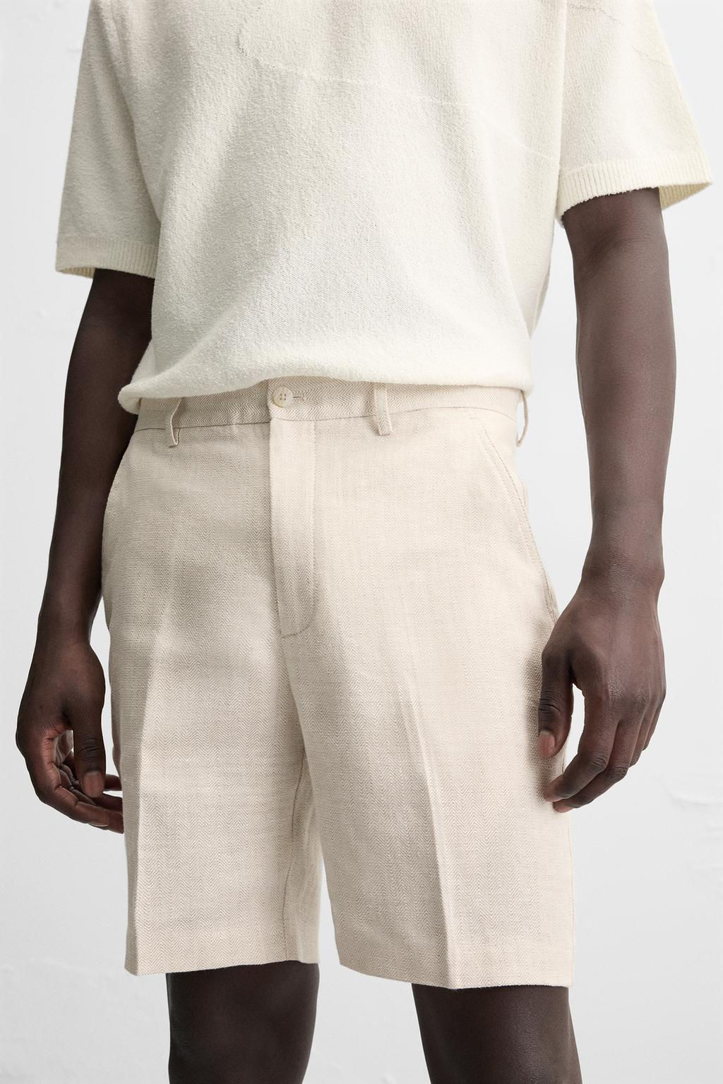 REGULAR FIT LINEN/COTTON BERMUDA SHORTS - Zara фото 5