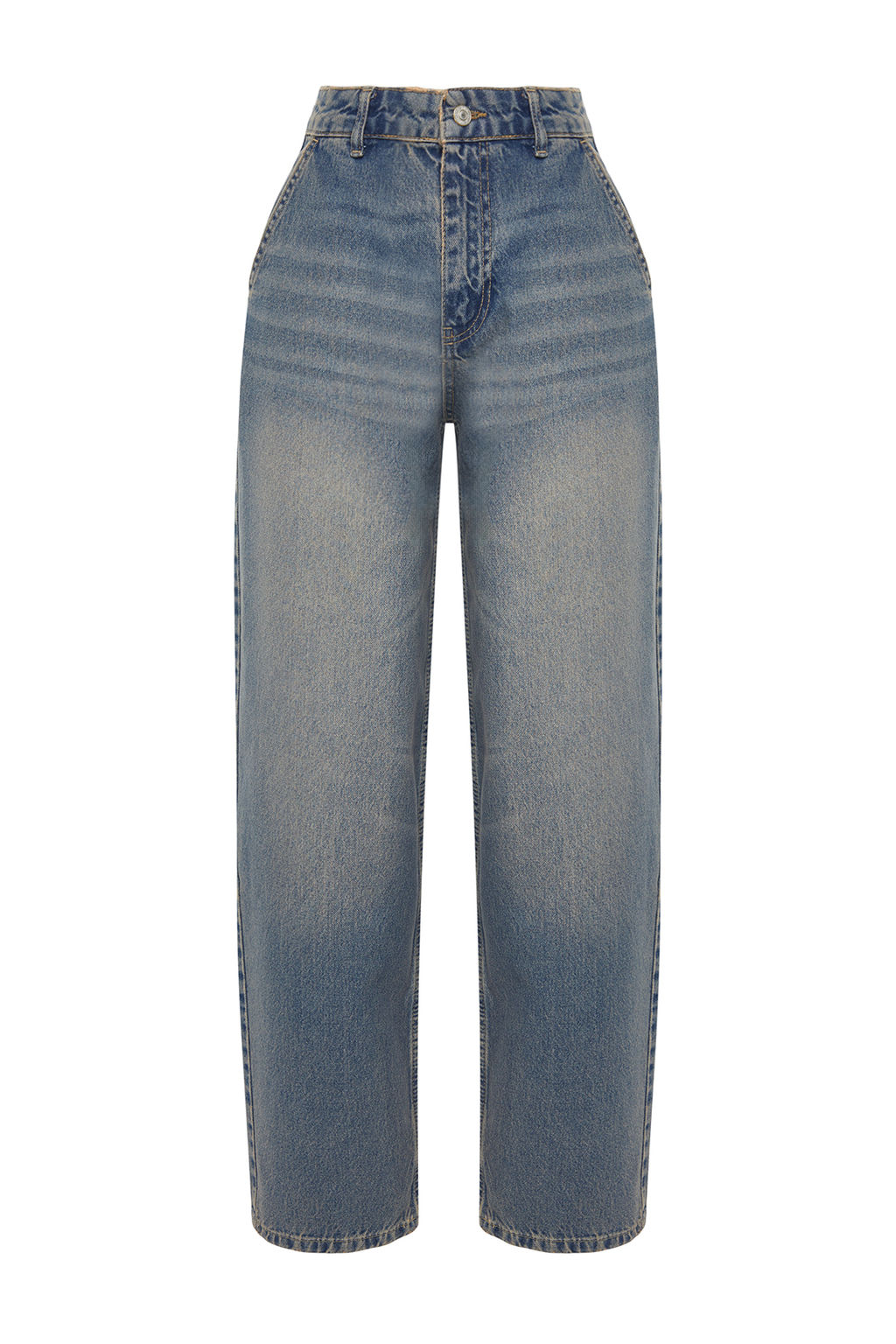 TRENDYOLMILLA Koyu Mavi Soluk Efektli Vintage Dusuk Bel Skater Jeans TWOSS24JE00052  фото 7