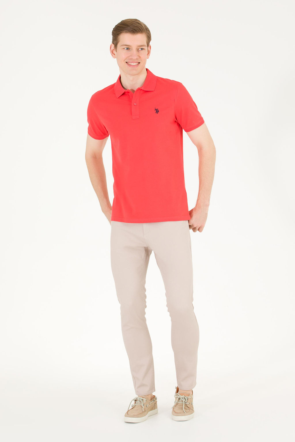 U. S. Polo Assn Мужская красная базовая футболка с воротником-поло - U.s. polo assn фото 4