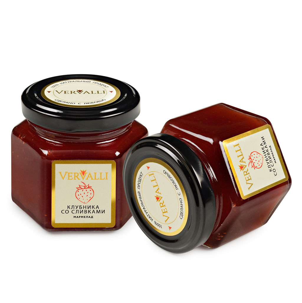Мармелад Клубника со сливками ТМ VERVALLI в банке 120 гр - Chokodelika фото 2