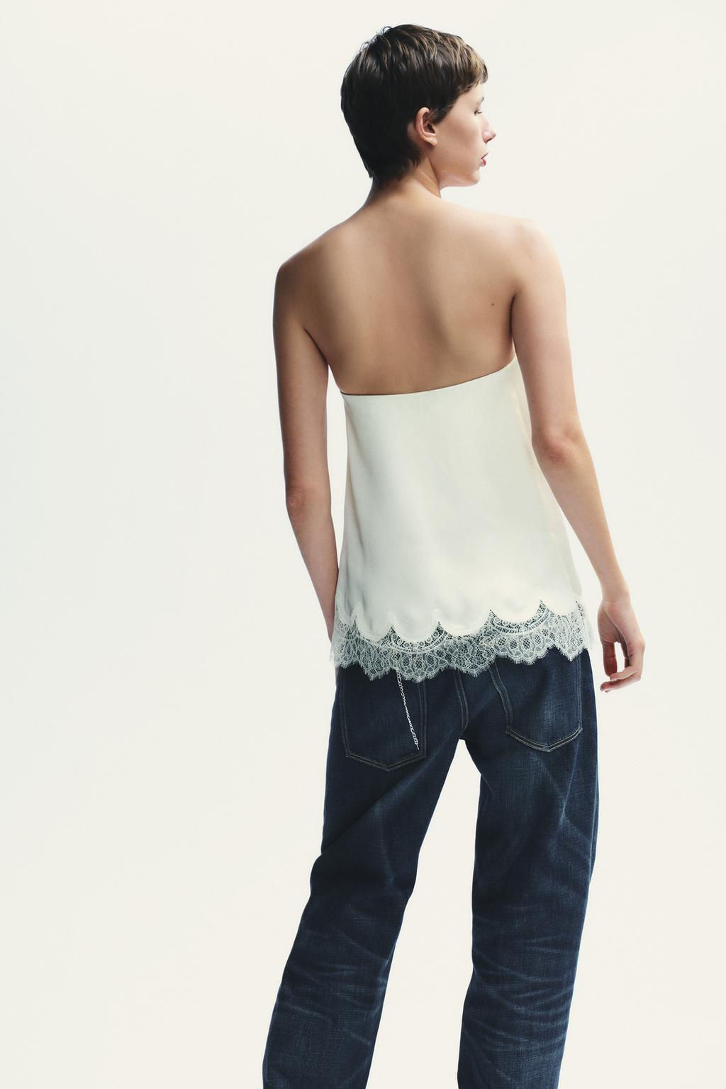 SATIN BANDEAU TOP WITH LACE - Zara фото 6