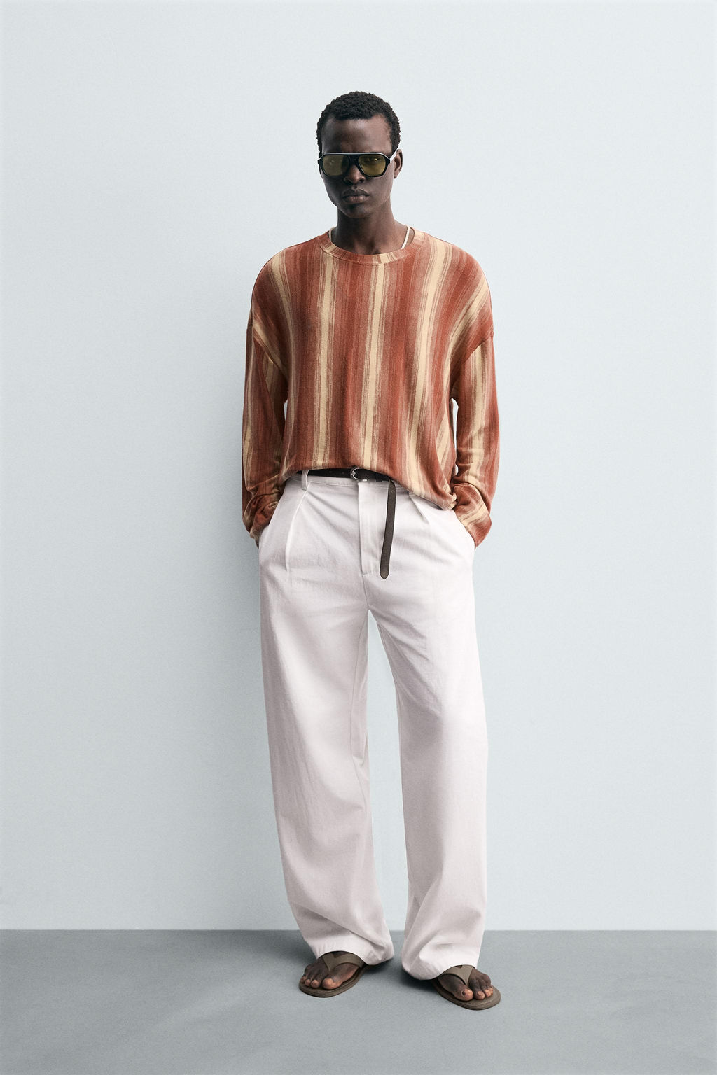 STRIPED FLOWING T-SHIRT - Zara фото 3