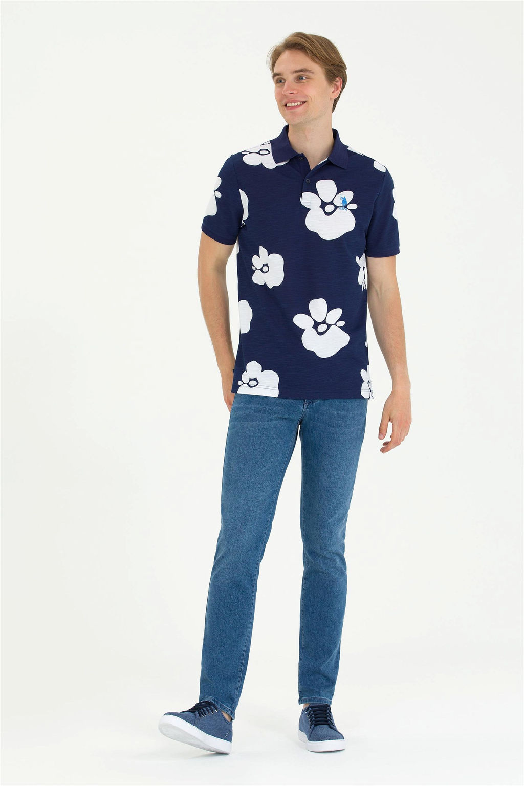 U. S. Polo Assn / Мужская темно-синяя футболка с воротником-поло - U.s. polo assn фото 4