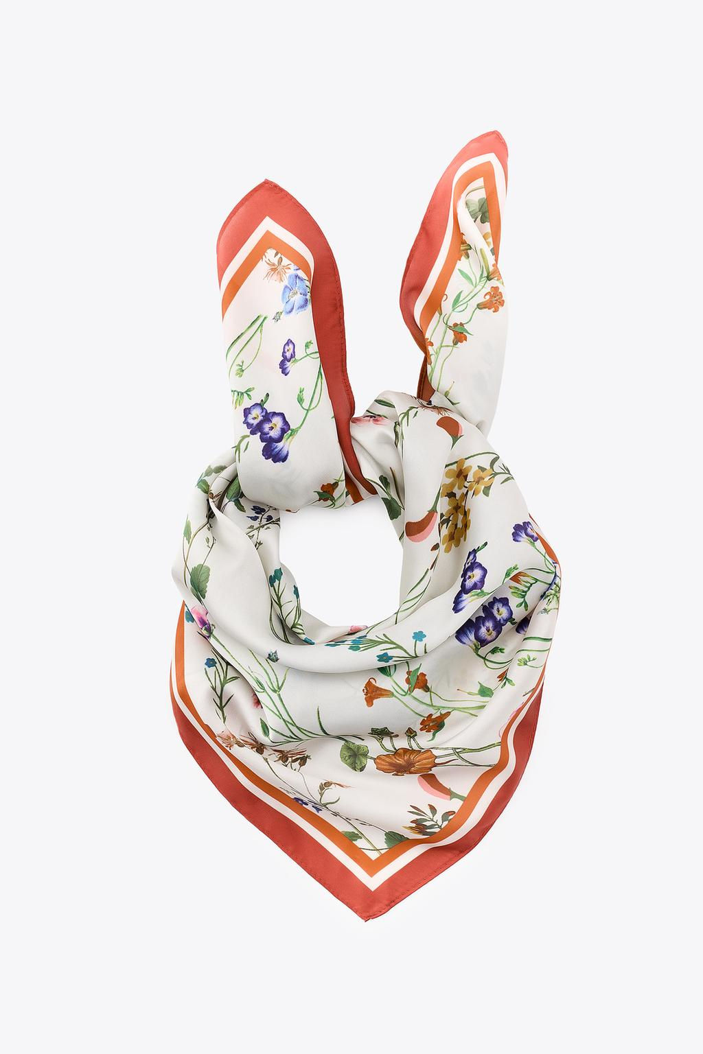 CONTRAST FLORAL PRINT SCARF - Zara фото 2