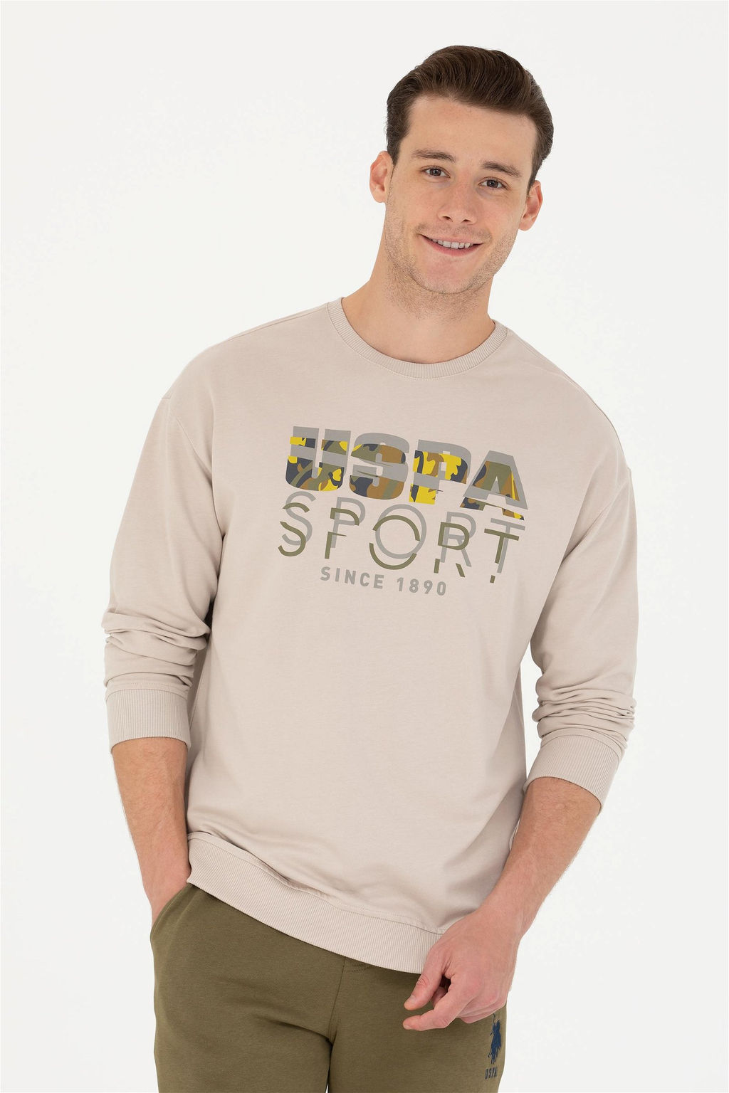 Свитшот мужской U. S. Polo Assn бежевый из хлопка - U.s. polo assn фото 11
