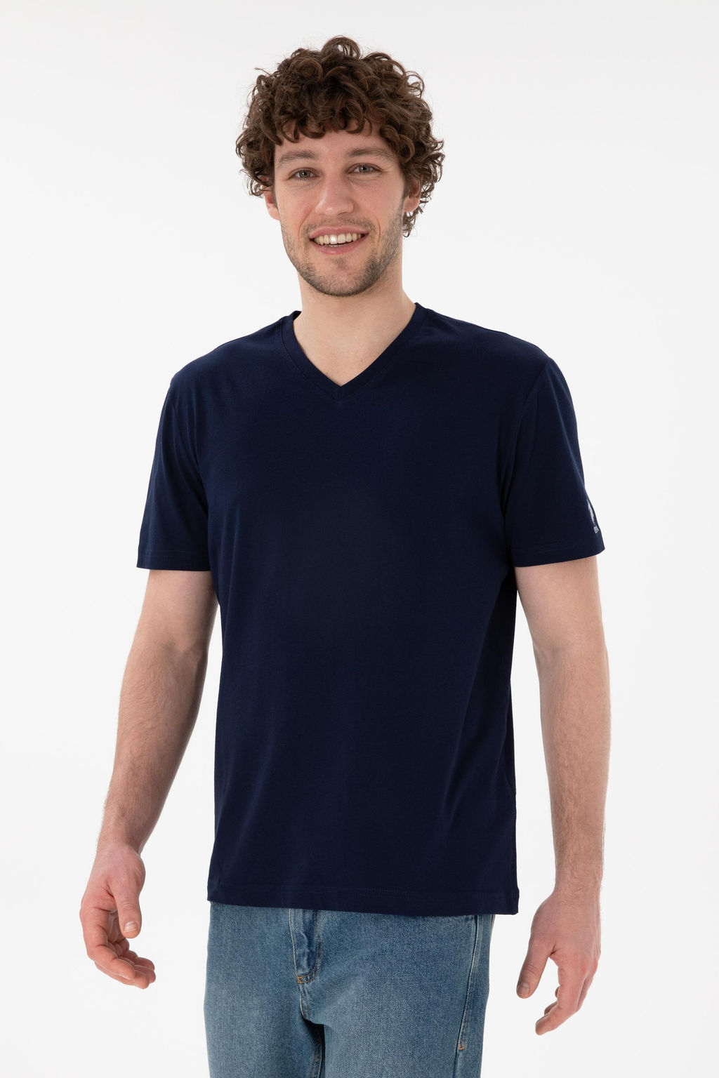 Erkek Regular Fit V Yaka Lacivert Basic Ti__rt Sepette S_rpriz _ndirim - U.s. polo assn фото 2