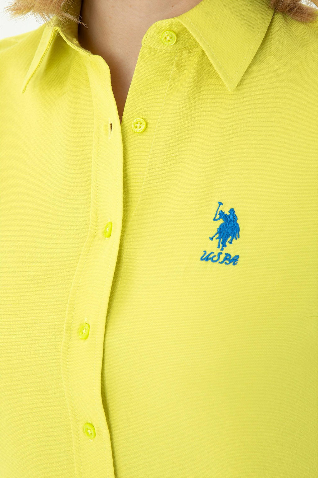Женская неоново-желтая базовая рубашка с длинным рукавом Неожиданная скидка в корзине - U.s. polo assn фото 7