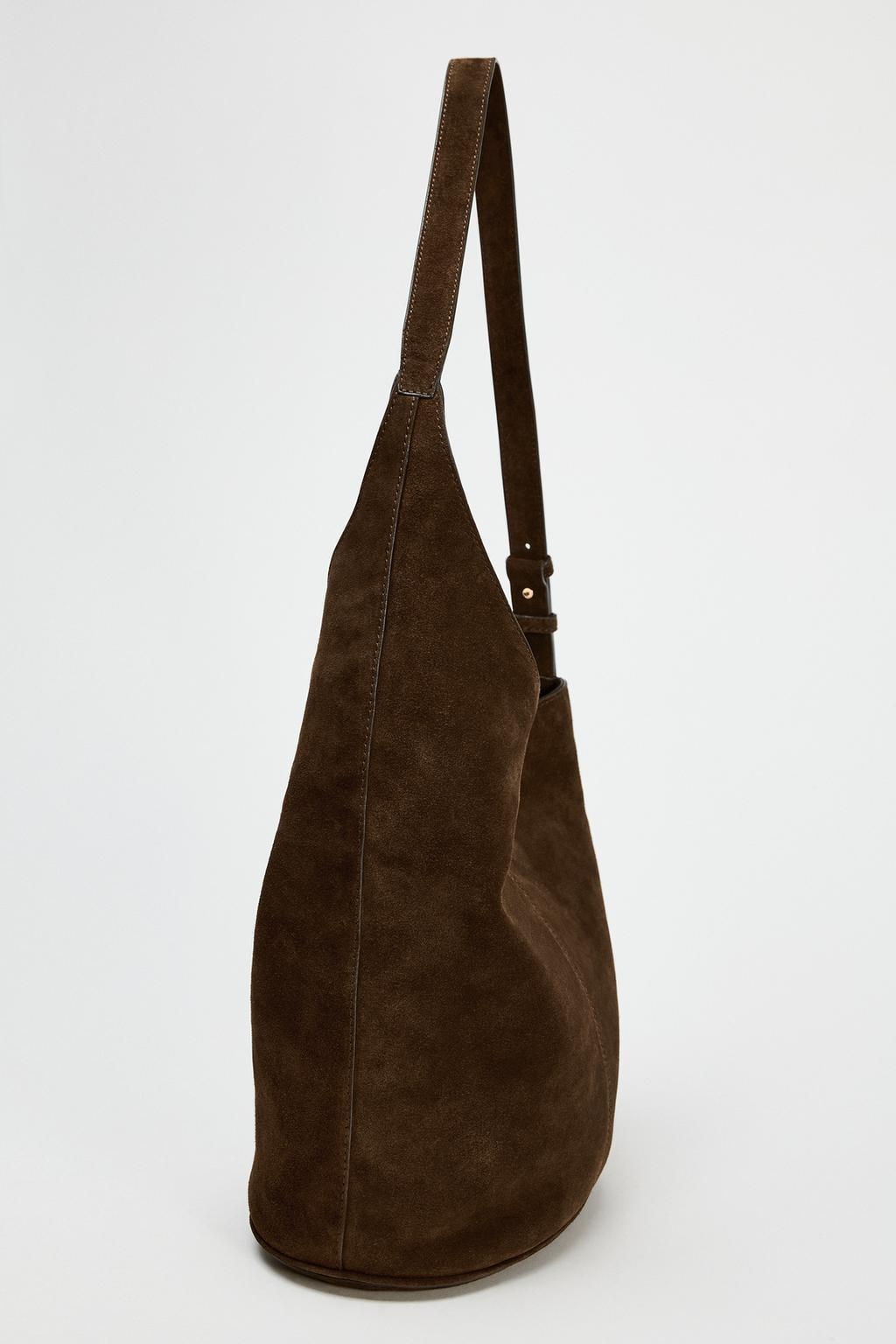 ASYMMETRIC SOFT SPLIT SUEDE BUCKET BAG - Zara фото 4