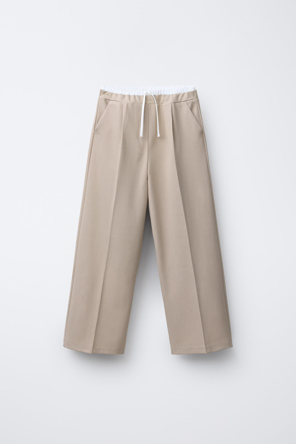 DOUBLE WAISTBAND WIDE-LEG TROUSERS